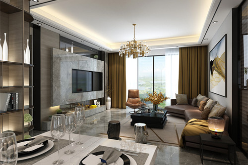 中山市金澳華庭輕奢風(fēng)格四居室裝修案例