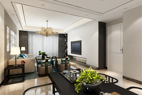 中山市萬科柏悅灣新中式風(fēng)格四居室裝修案例